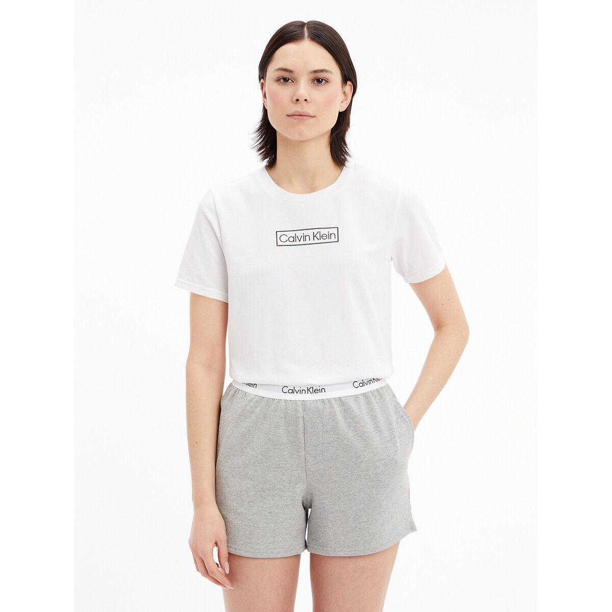 Modern Cotton Mix Pyjama Shorts with Logo Print