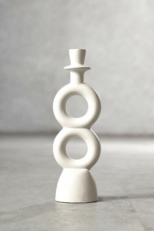 Large Abstract Candle Holder in Cream, FIFTY FIVE SOUTH