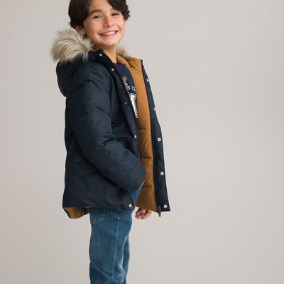 Recycled Hooded Reversible Parka with Faux Fur Trim LA REDOUTE COLLECTIONS