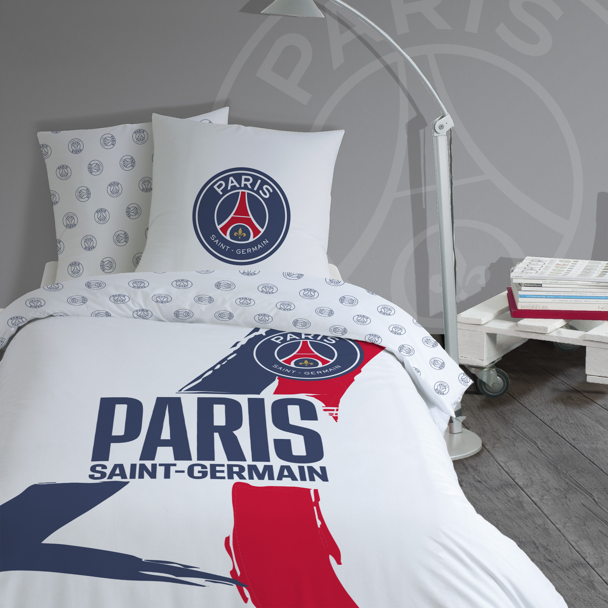 Parure de lit imprimée 100% coton, Paris Saint Germain TOUR, PSG