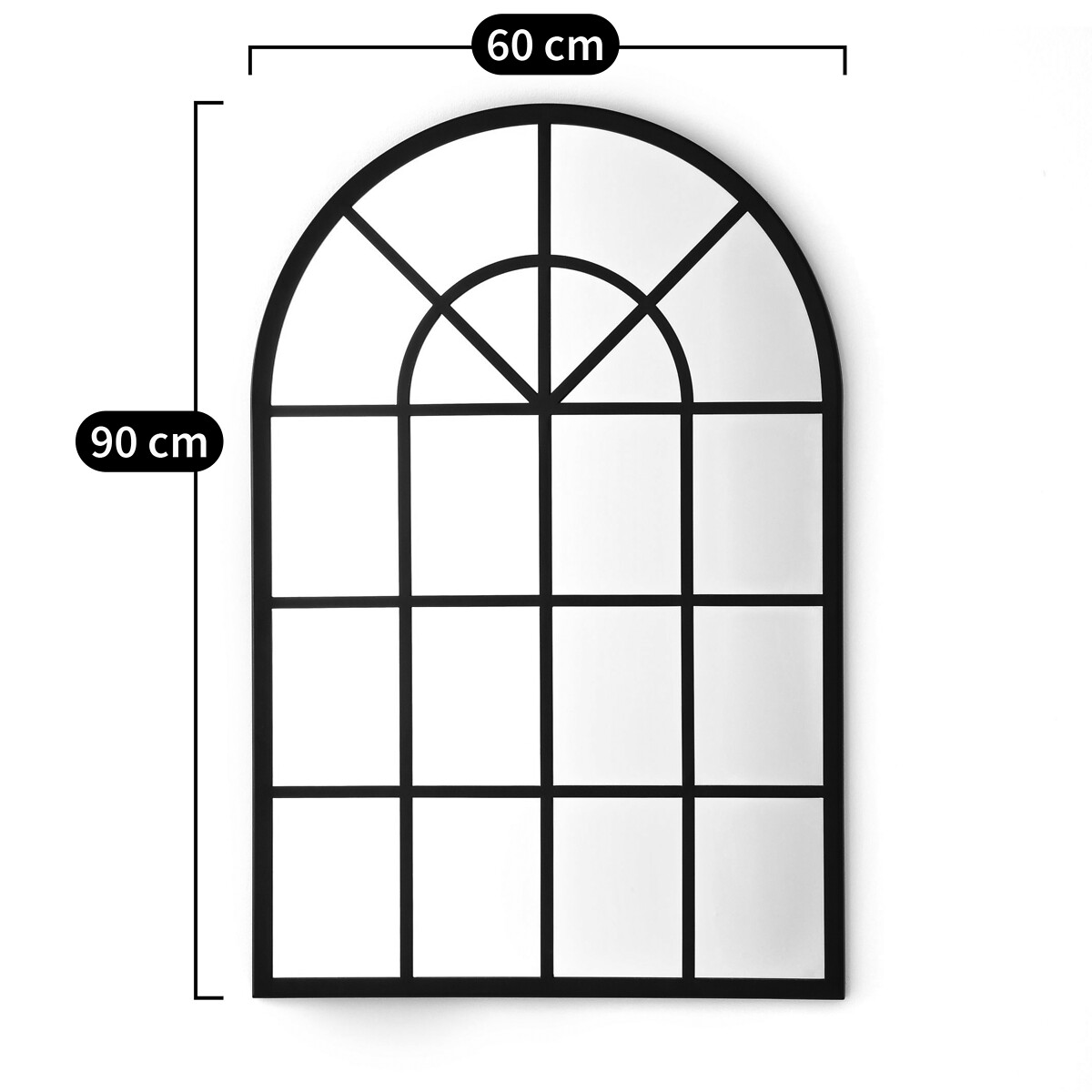 Specchio finestra industriale in Ferro L. 100 x H. 51 cm Nero effetto  antico MAASTRICHT