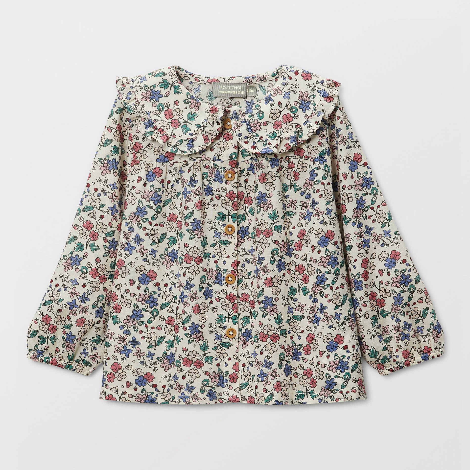 Blouse à col imprimée en coton BIO GOTS, BOUT'CHOU
