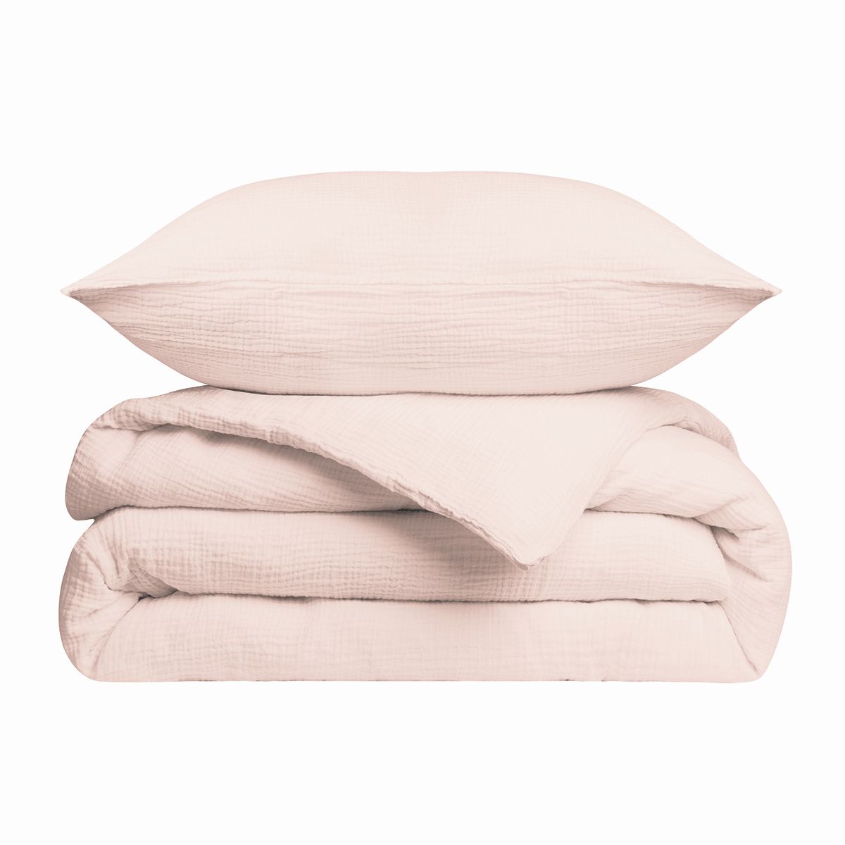 Housse de couette gaze de coton Simplement gaufré – Blanc Cerise