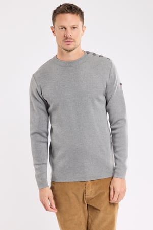 Pull Marin En Laine Mérinos Armor Lux - Rayé Breton Classique - Boutons Corozo - Taille L