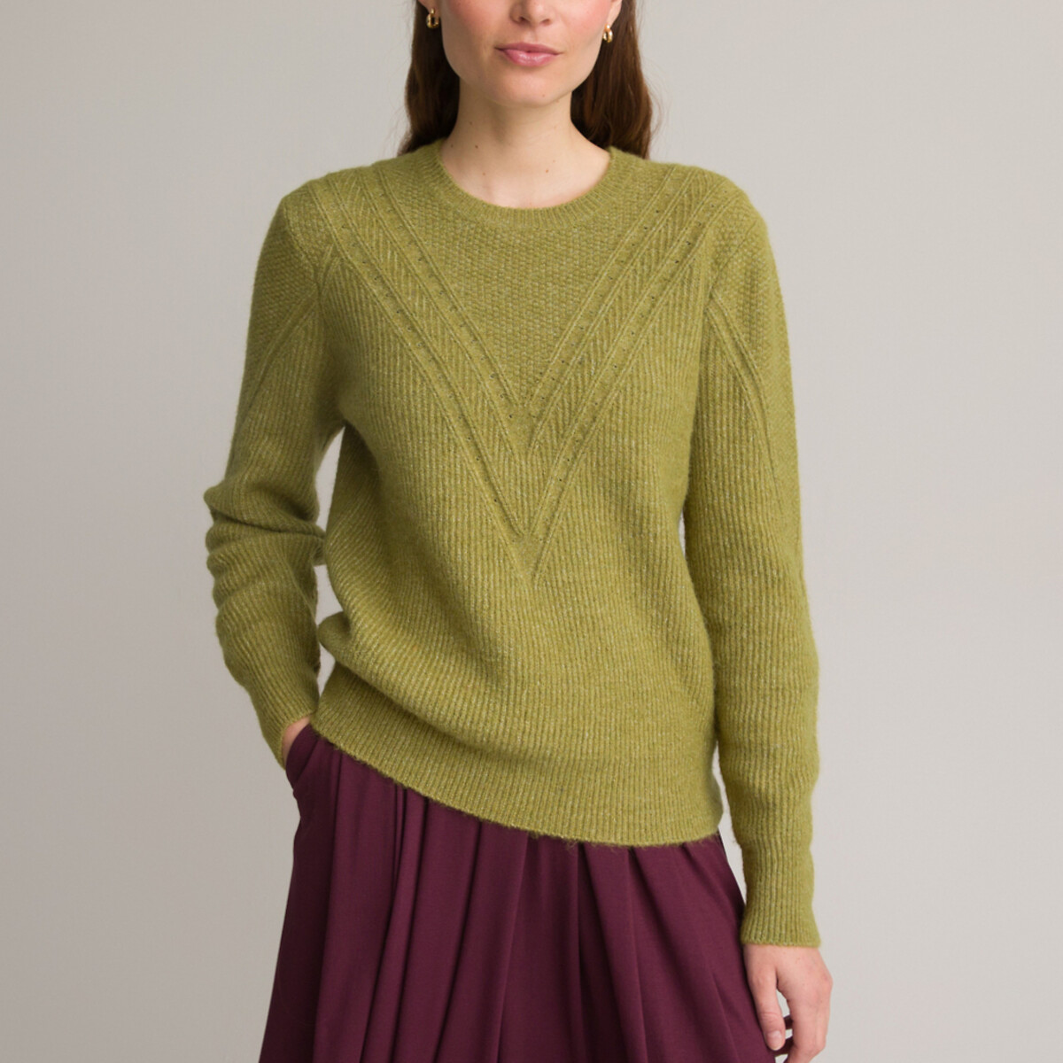 Recycled Chunky Knit Jumper with Crew Neck