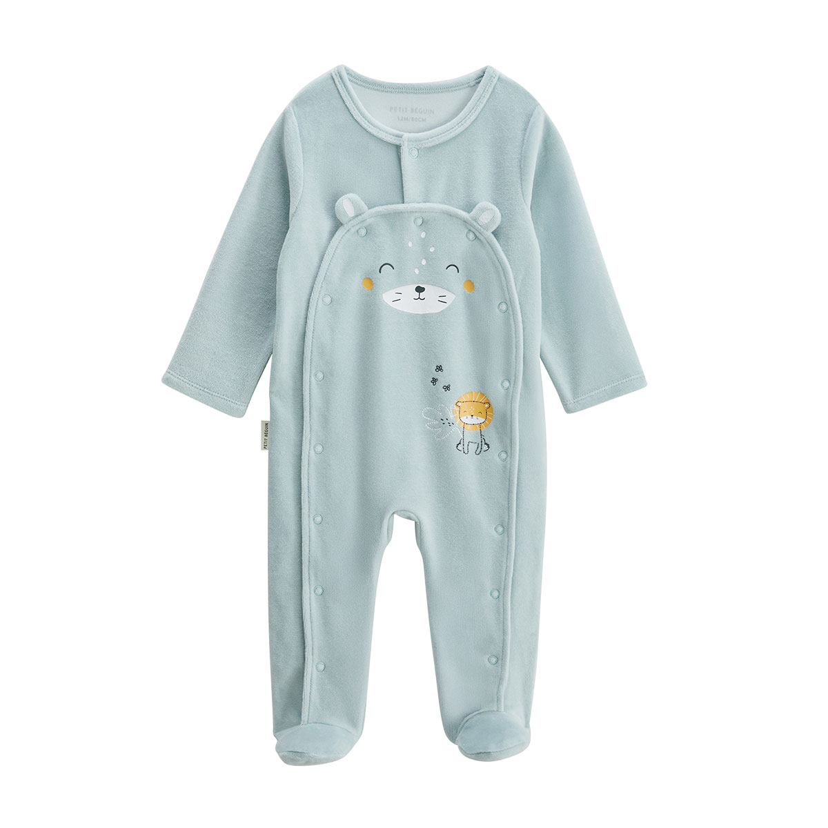 Pyjama bébé en velours ouverture pont Elio, PETIT BEGUIN