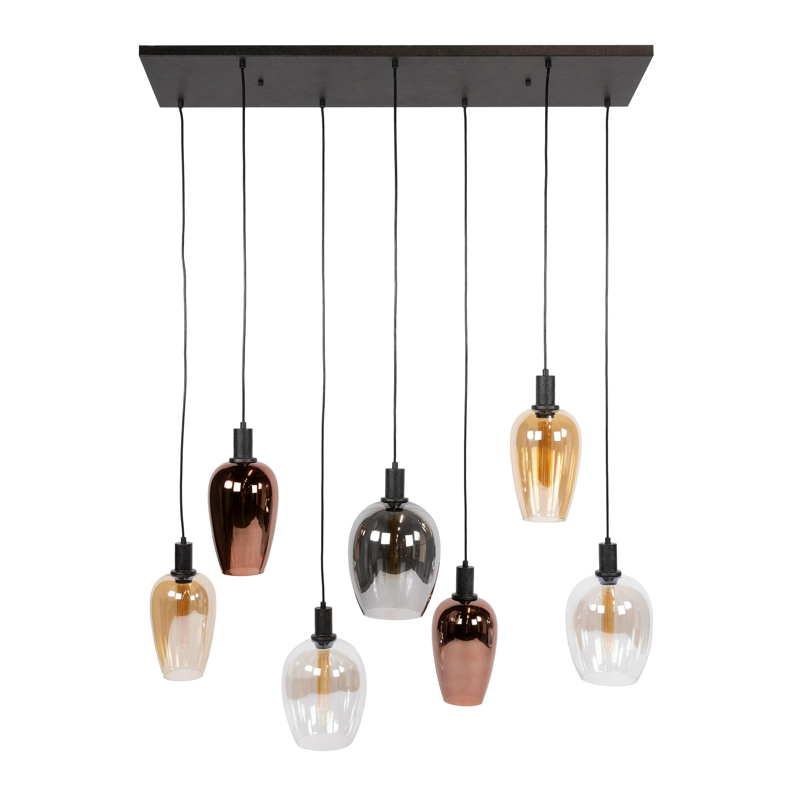 Suspension cuisine verre multicolore 7 abat-jour NIAGARA, PIER IMPORT