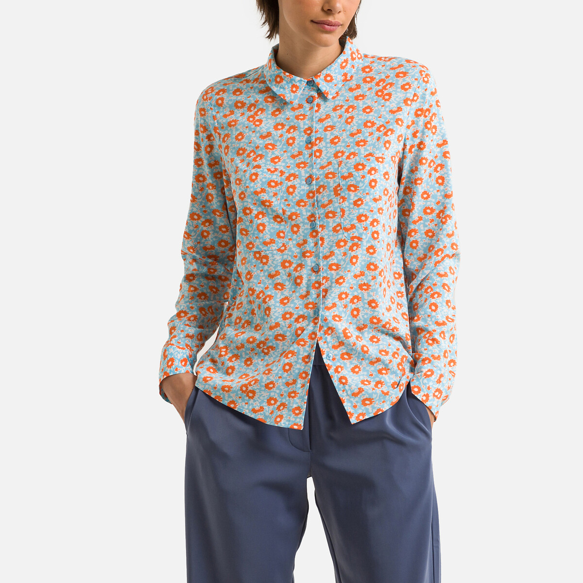 Milly Floral Print Shirt with Long Sleeves