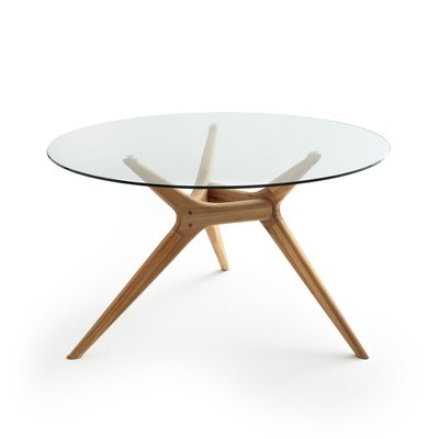 Maricielo Round Glass & Oak Table AM.PM