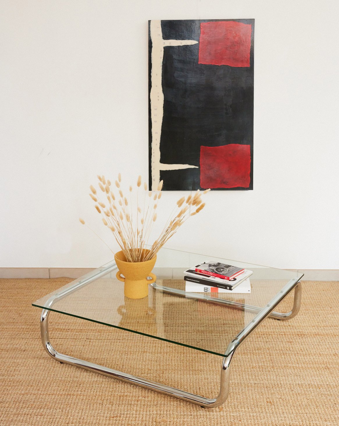 Grande table basse en chrome Donna N°1659 - Bon état, DEBONGOUT