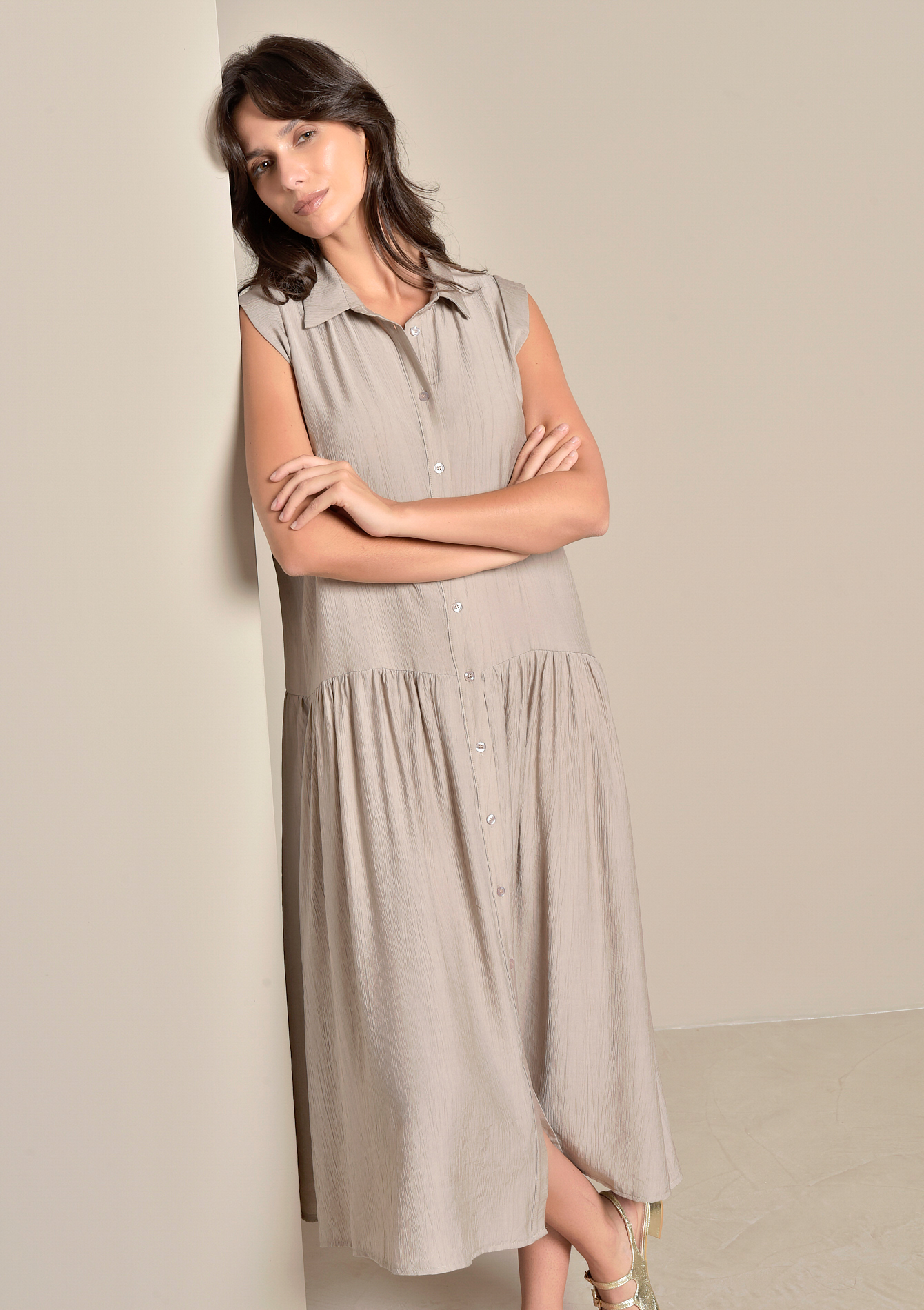 Robe chemise maxi jacquard, LOLALIZA
