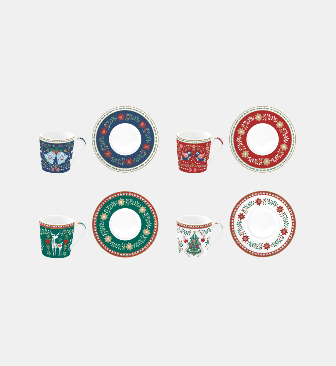Coffret de 4 tasses et soucoupes, EASY LIFE