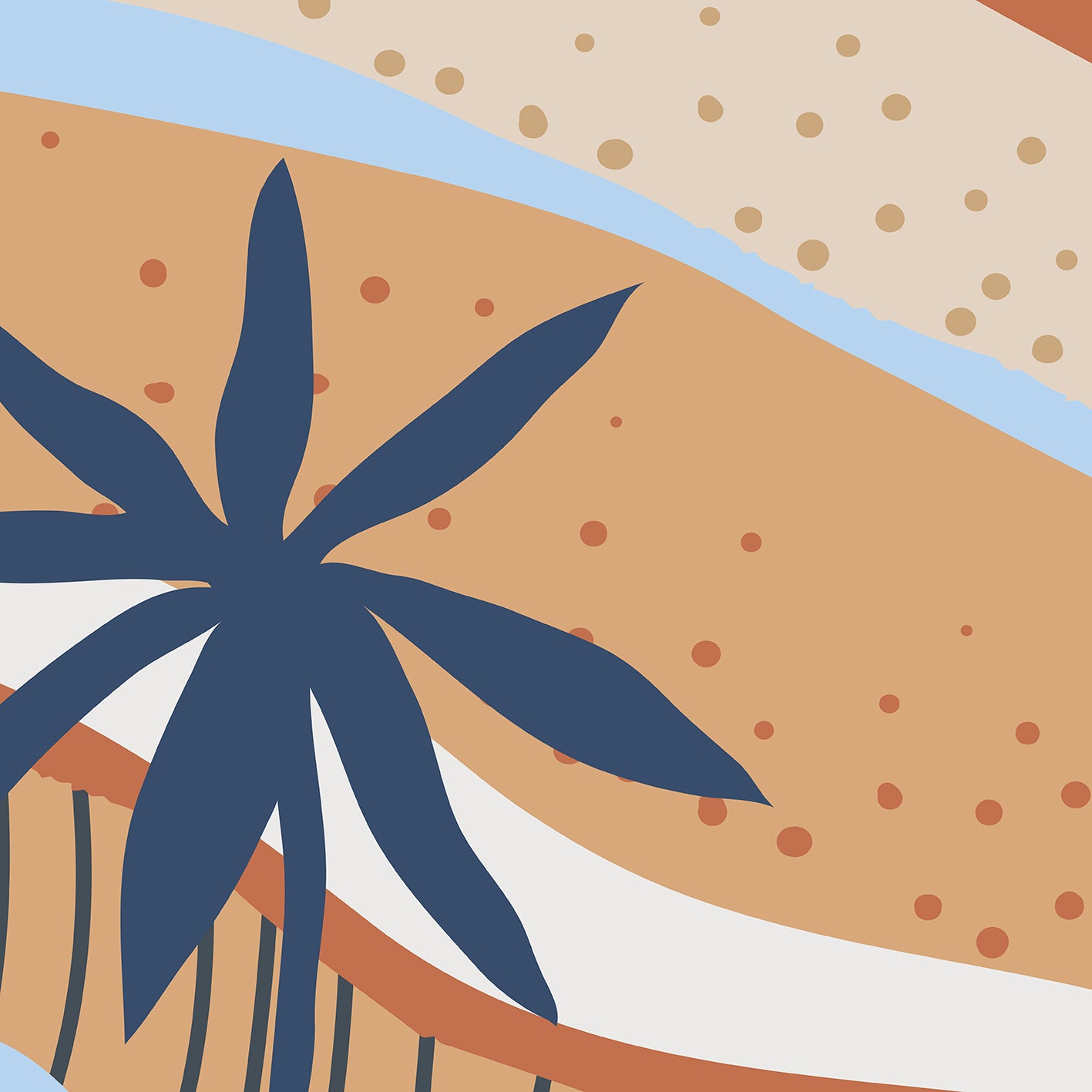 Papier peint panoramique Oasis - B, bleu indigo, 192 x 270 cm, LE PAPIERS DE NINON