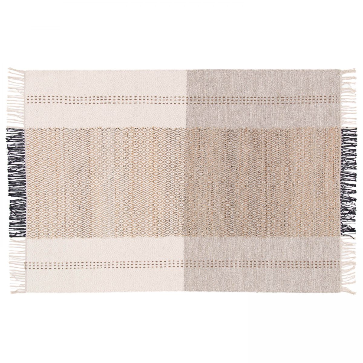 carpetfine Tapis Rond en sisal tissé à la Main Couleur Naturelle 80 cm avec Bordure en Coton Gris | Tapis Naturel antidérapant uni en Fibres Naturelles Tissage Plat pour Salon et