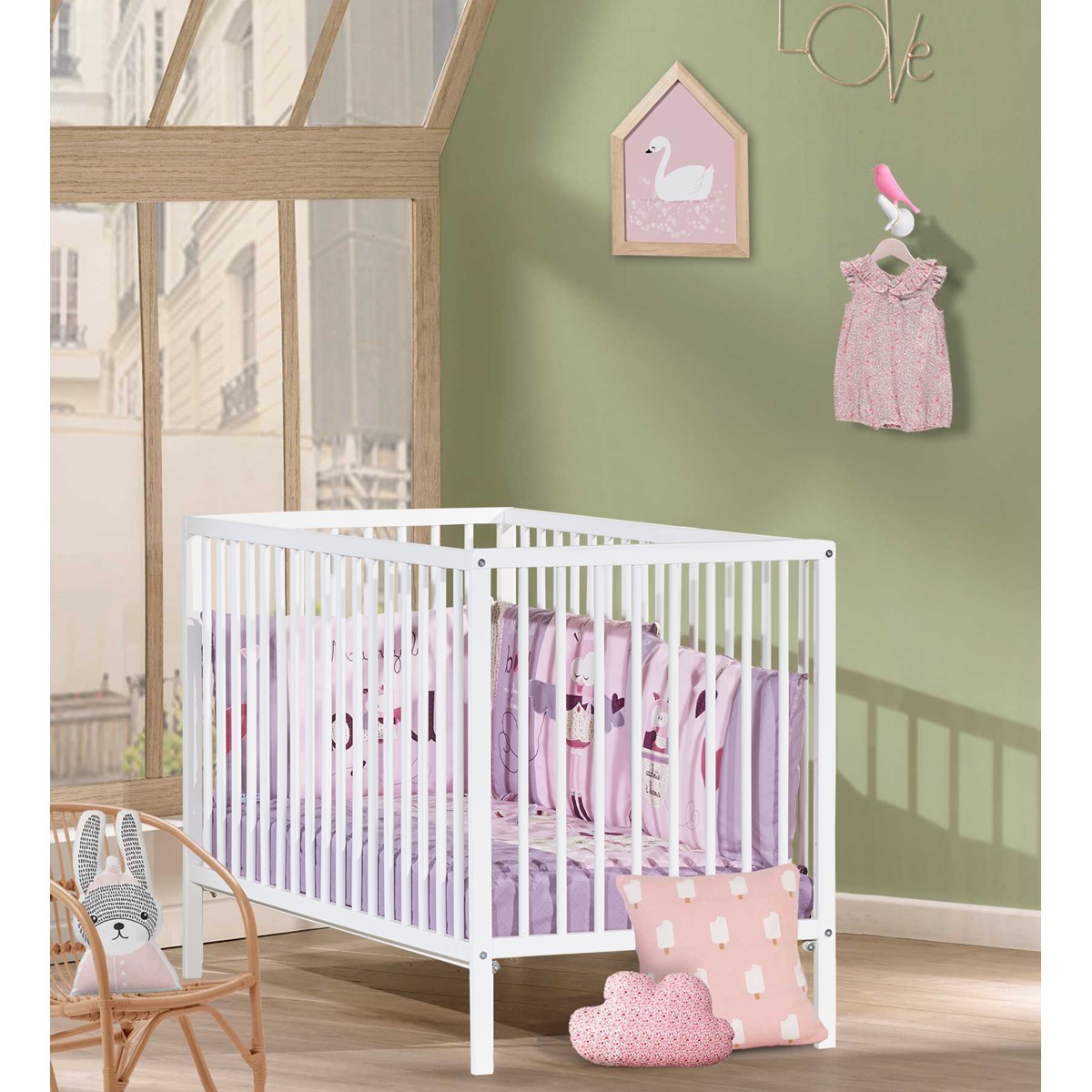 Lit tout barreaux en bois, BABY PRICE