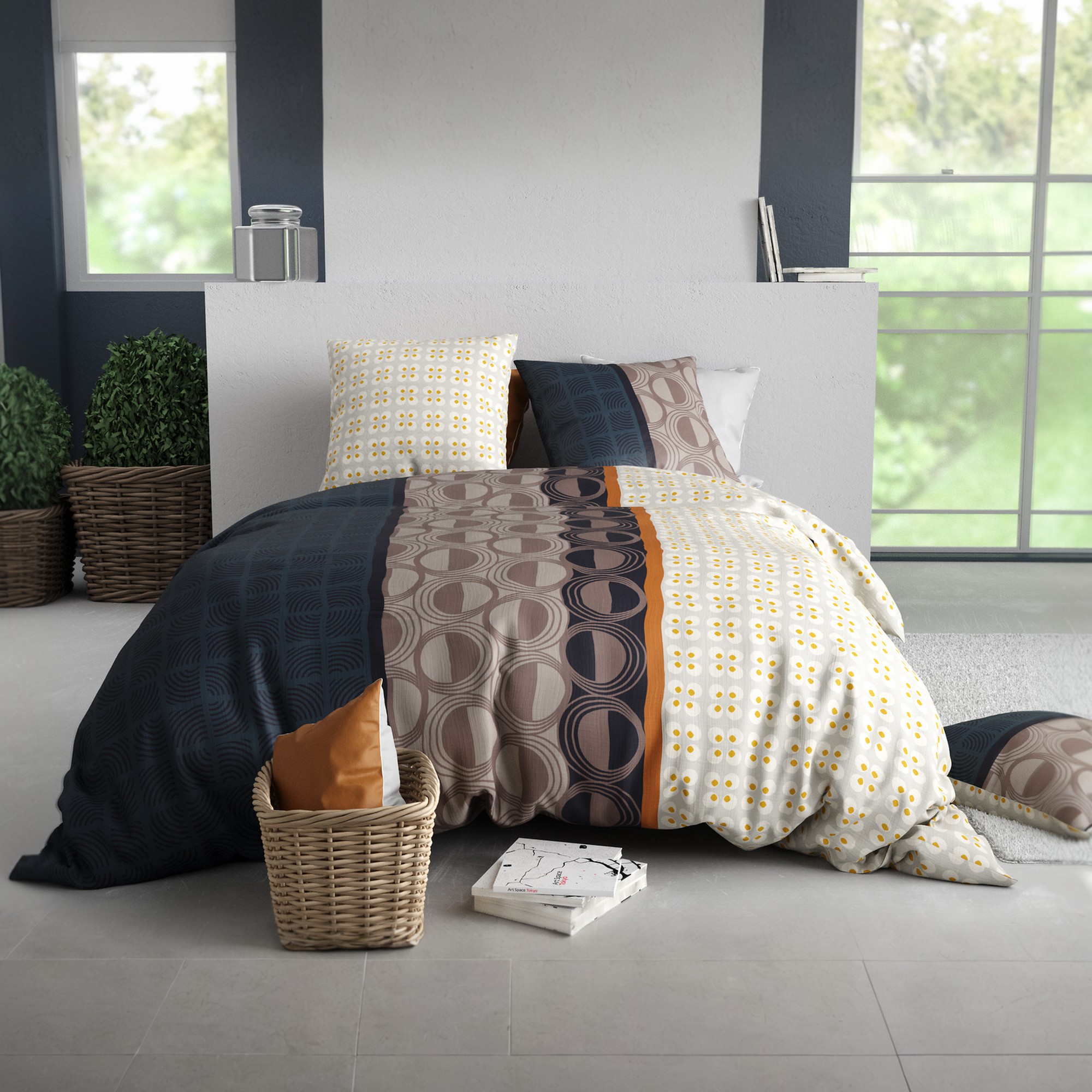 Parure de lit - Housse de couette + taie 100% Coton 57 fils, EDEN