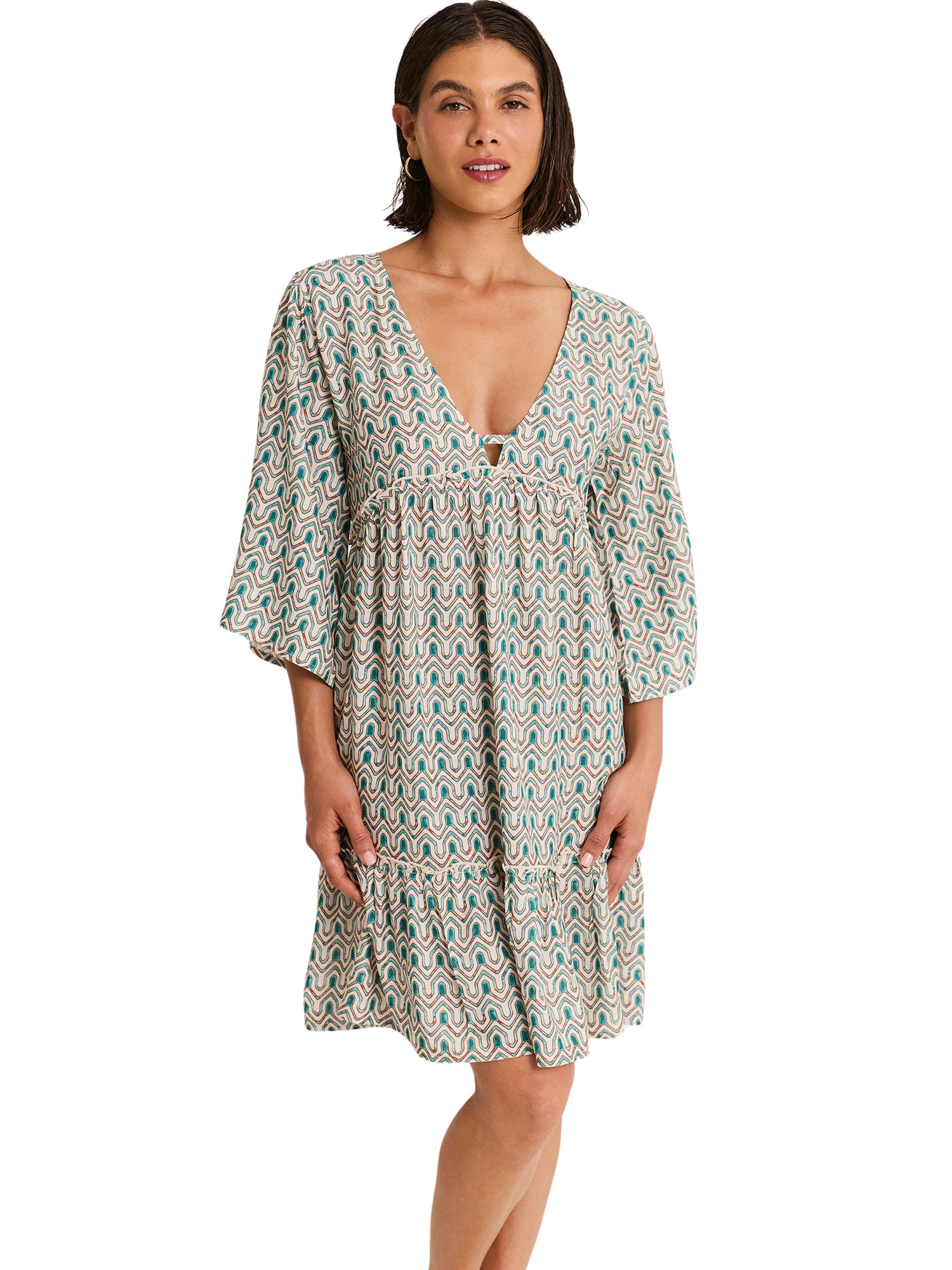 Robe tunique de plage manches mi-longues KALEIDO, SELMARK MARE