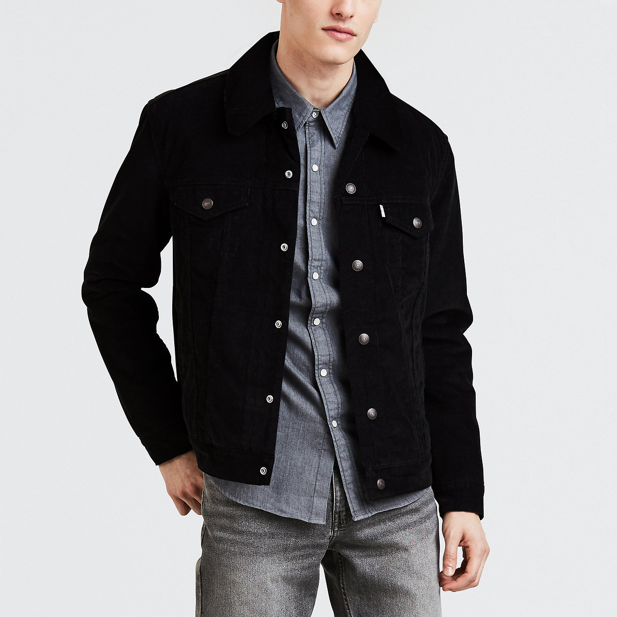 Black denim sherpa jacket levis on sale