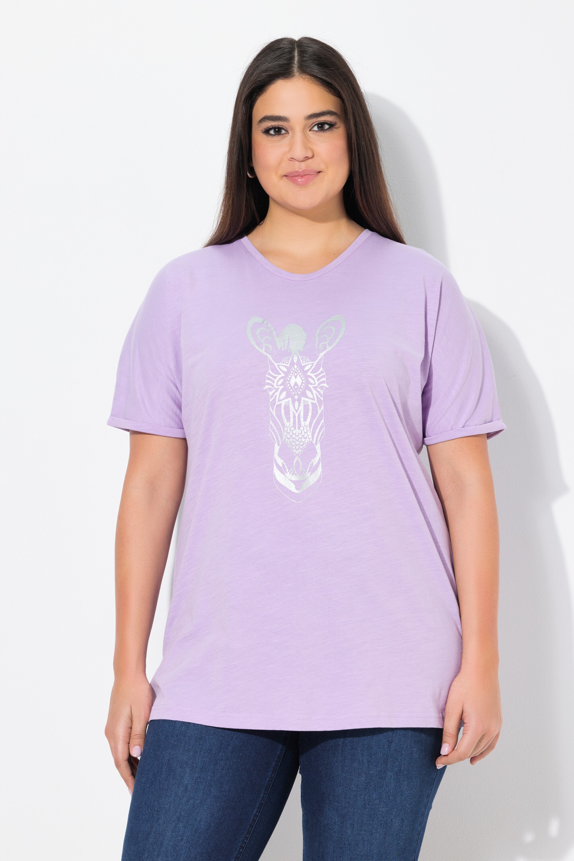 T-shirt oversize. Col V et manches courtes., ULLA POPKEN