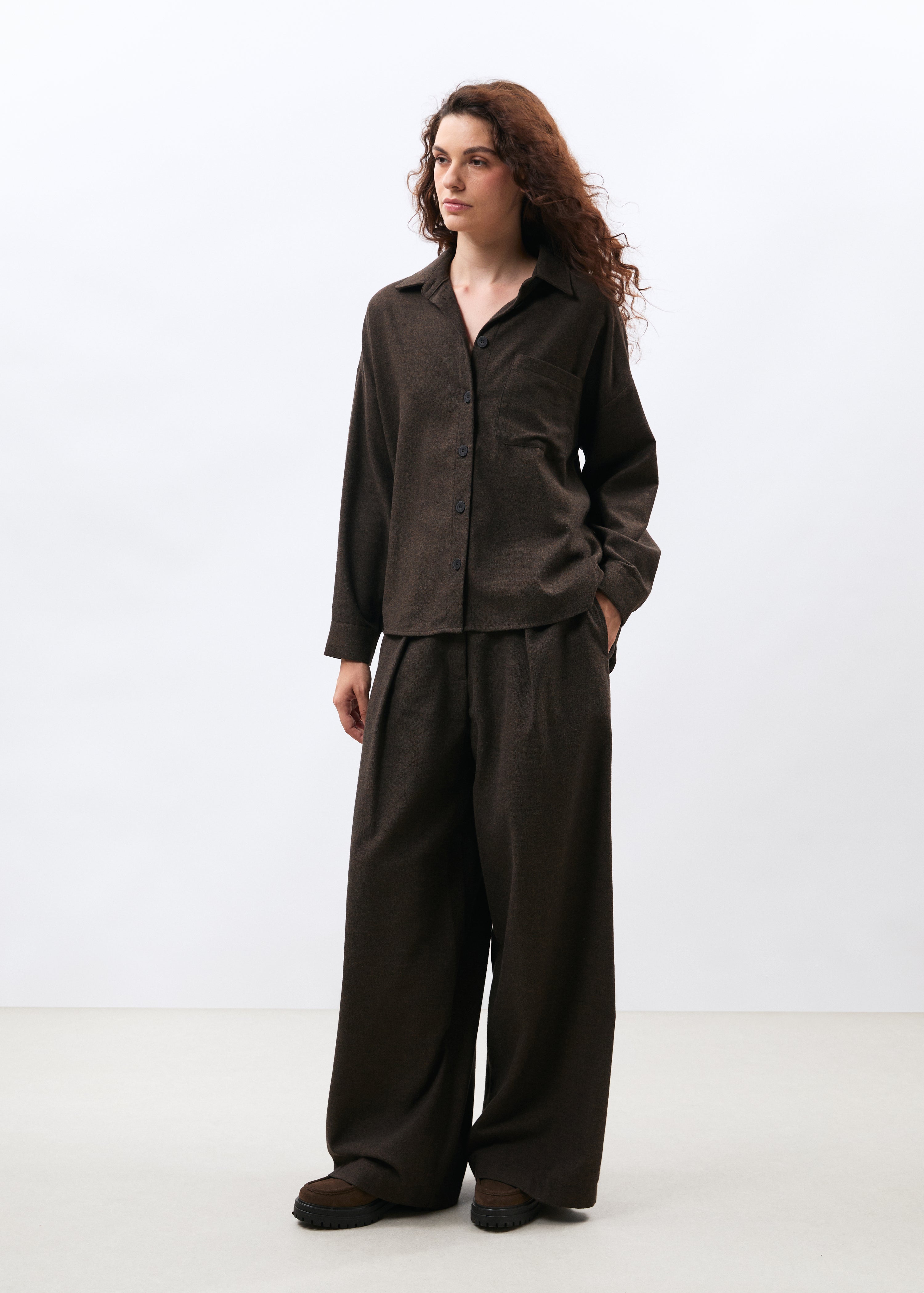 Chemise oversize en flanelle à chevrons, HUMILITY