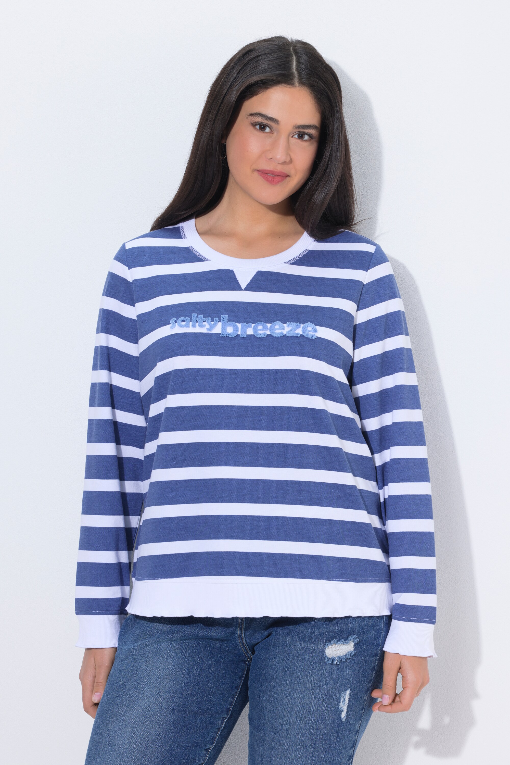 Sweat-shirt à rayures, message, ULLA POPKEN