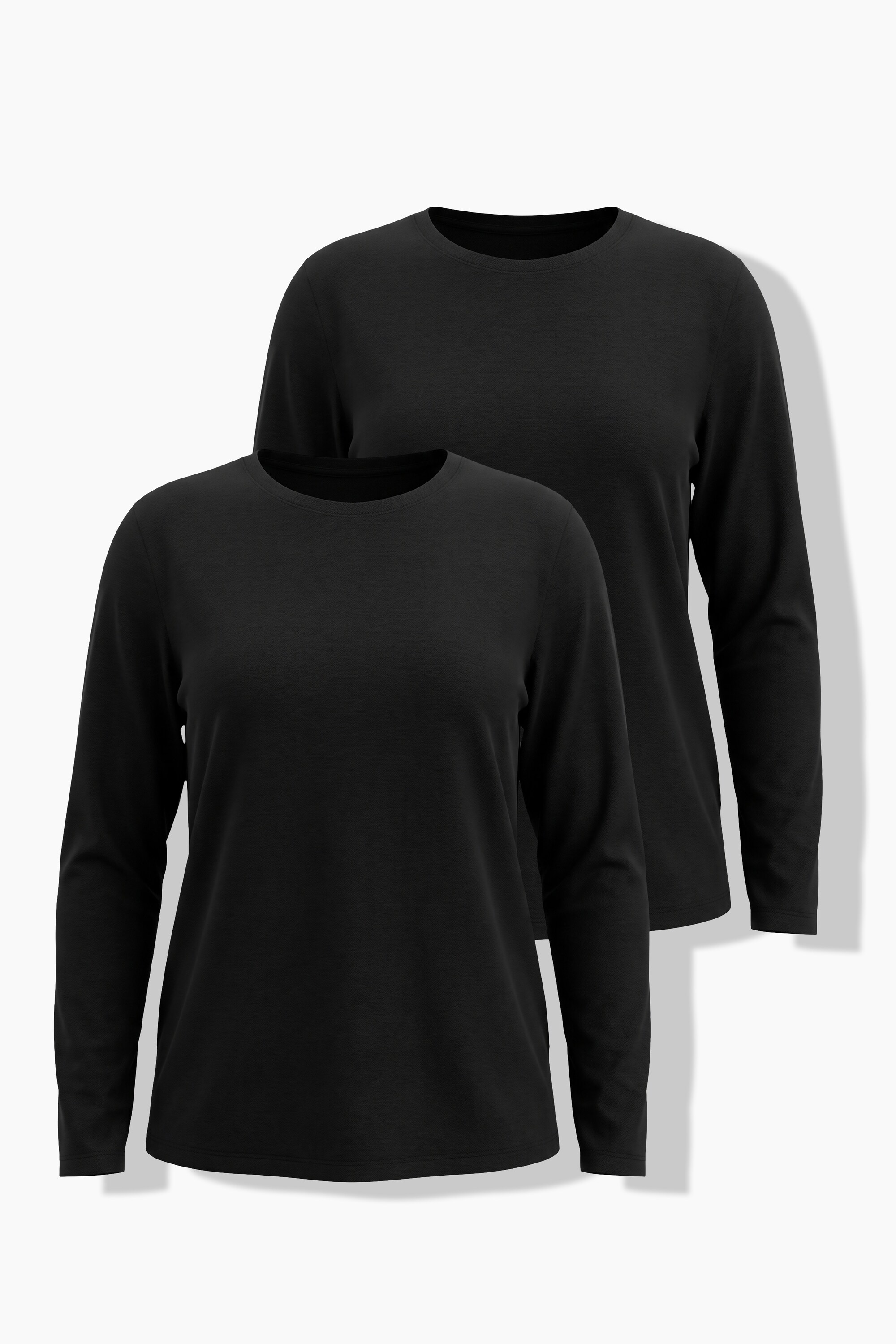 T-shirts, lot de 2, col rond, manches longues, ULLA POPKEN