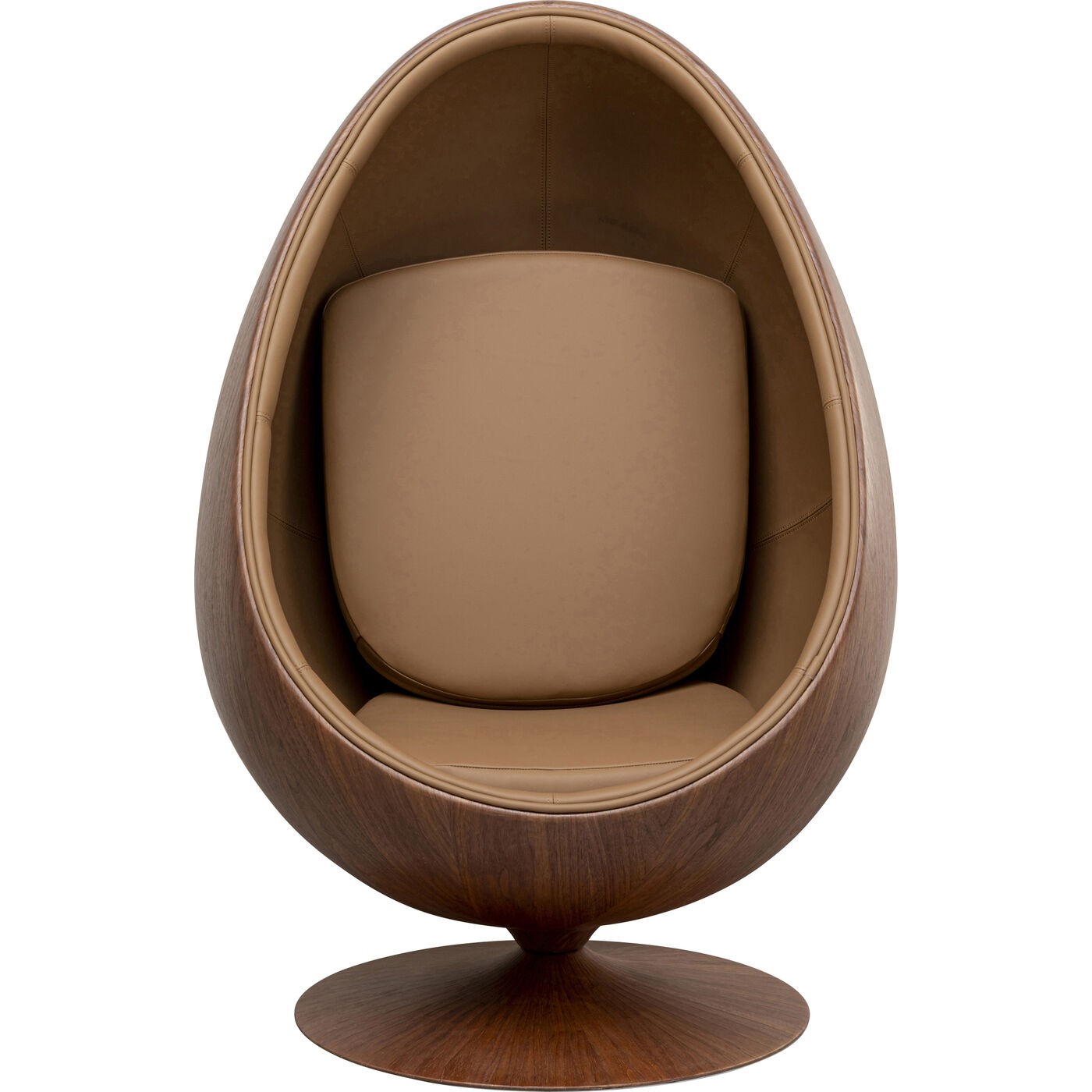 Fauteuil pivotant en simili et noyer, EYE BALL, KARE DESIGN
