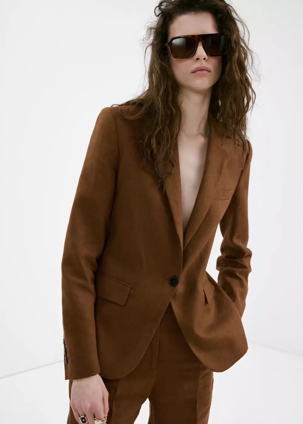 Blazer costume lin, MANGO