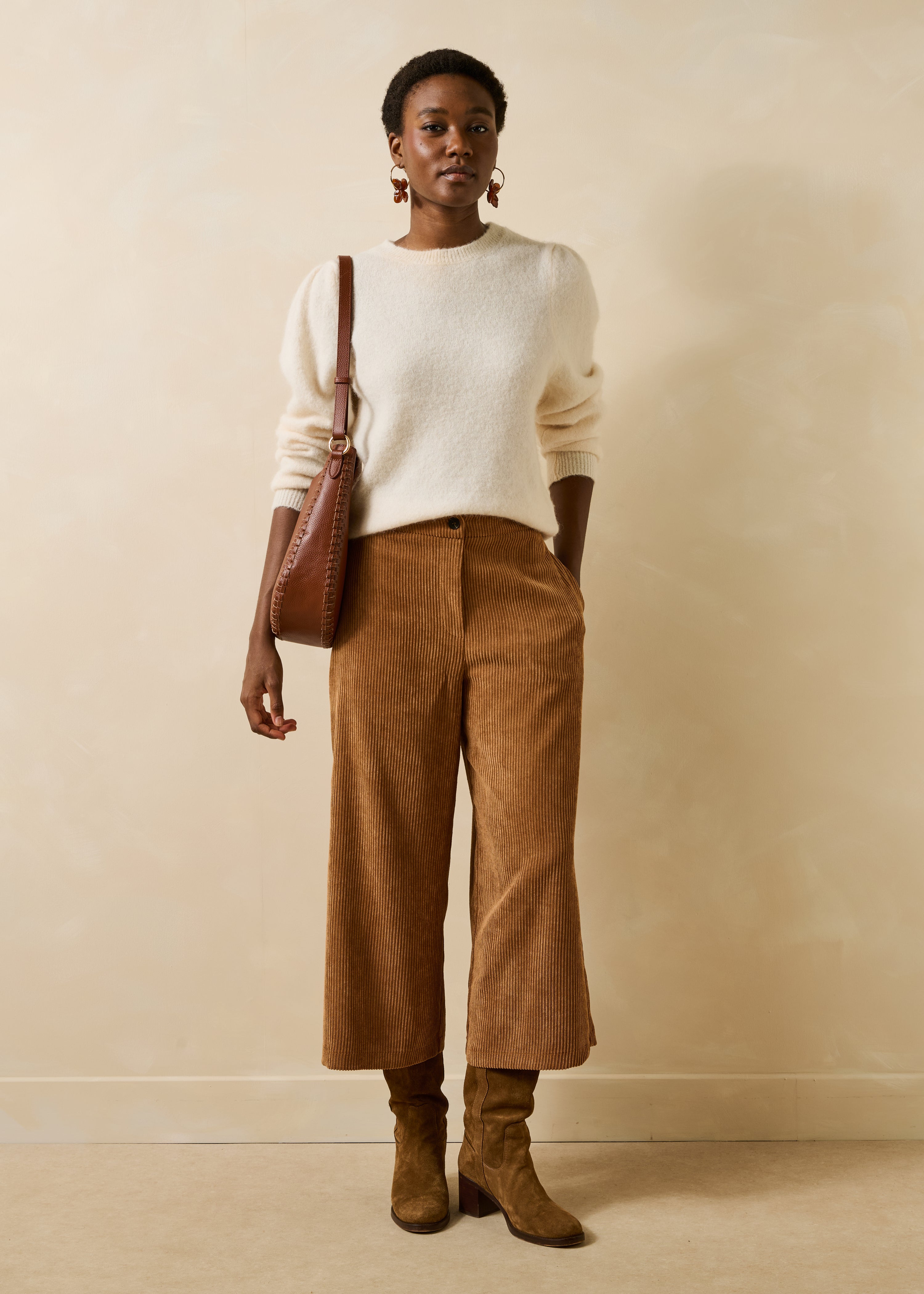 Pantalon cropped en velours côtelé, LA FEE MARABOUTEE