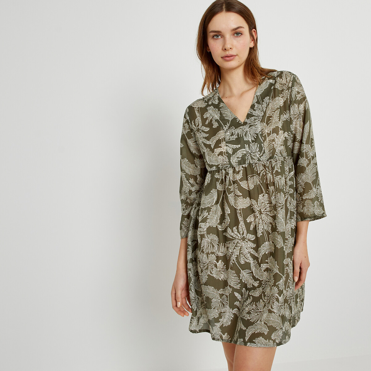 Camicia da notte stampata in voile di poliestere fantasia La