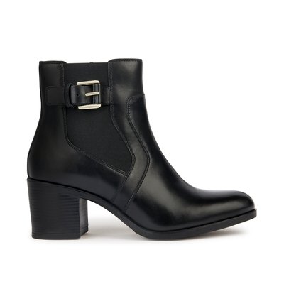 New Asheel Ankle Boots in Breathable Leather with Block Heel GEOX