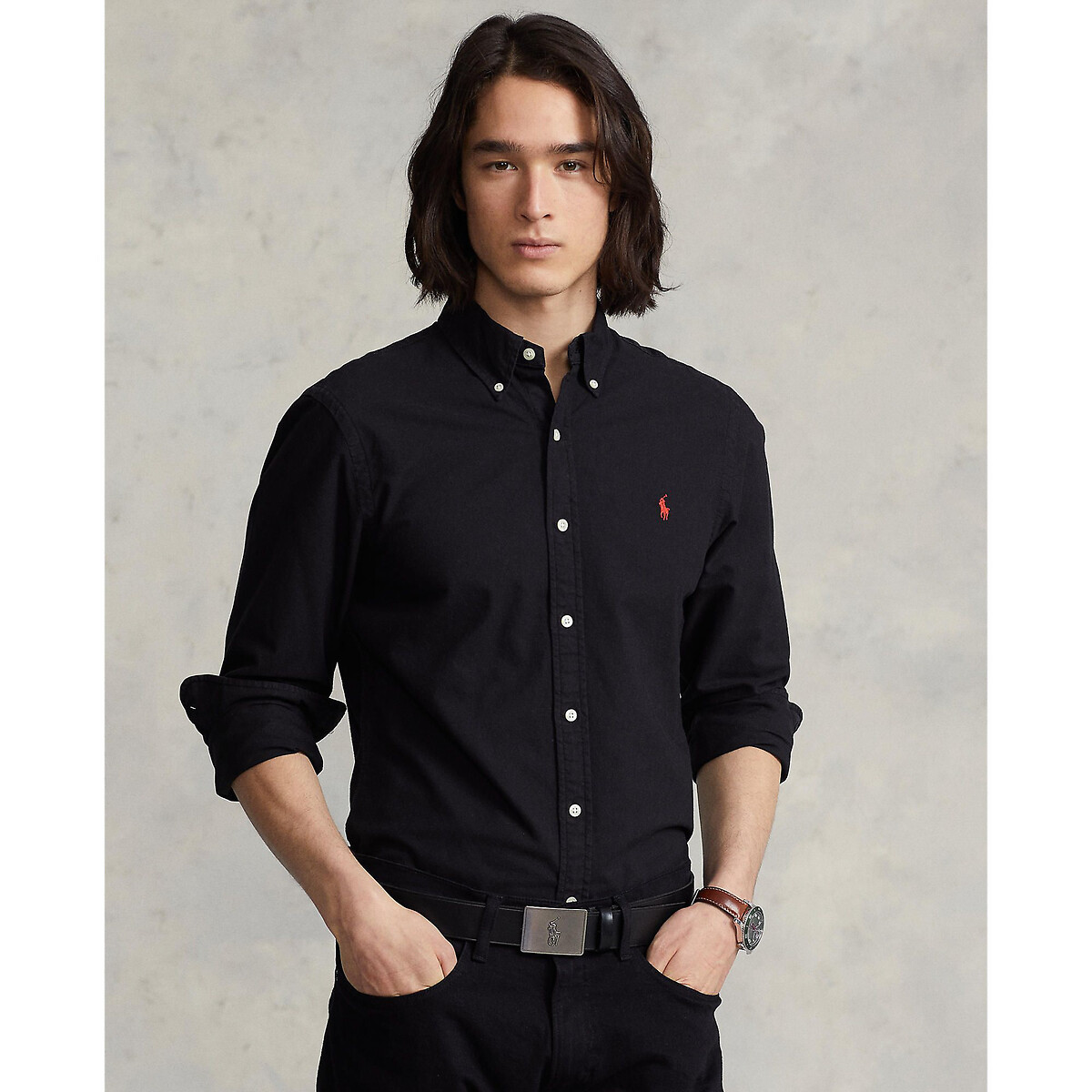 Cotton oxford shirt in slim fit black Polo Ralph Lauren La Redoute