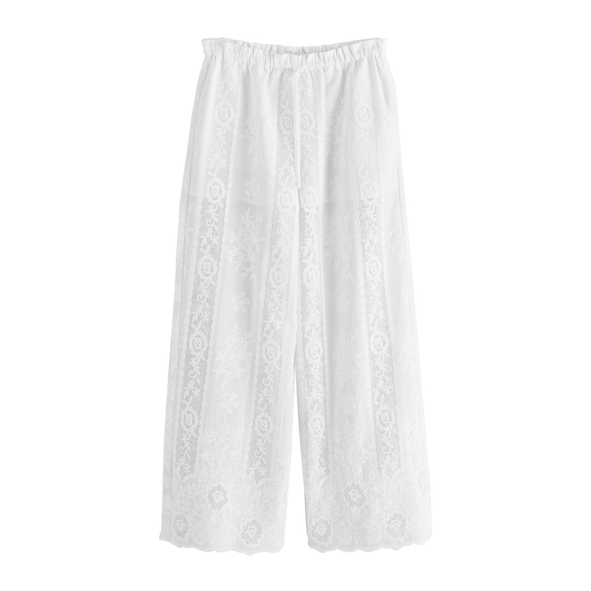 Pantalon large avec broderie en dentelle, NEXT