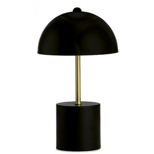 Lampe à poser champignon métal noir et doré -18x30cm