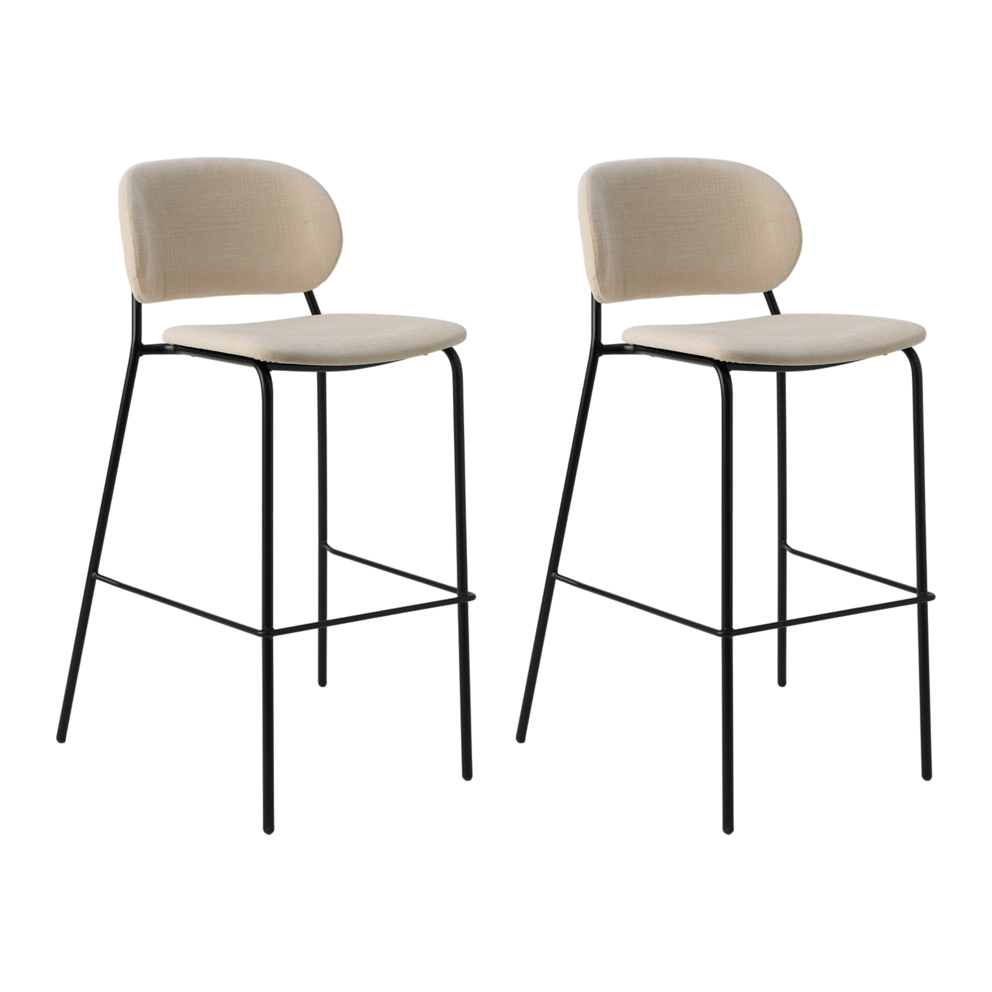 Lot de 2 chaises de bar 75 cm tissu et pieds métal - SOFIA, CAMIF