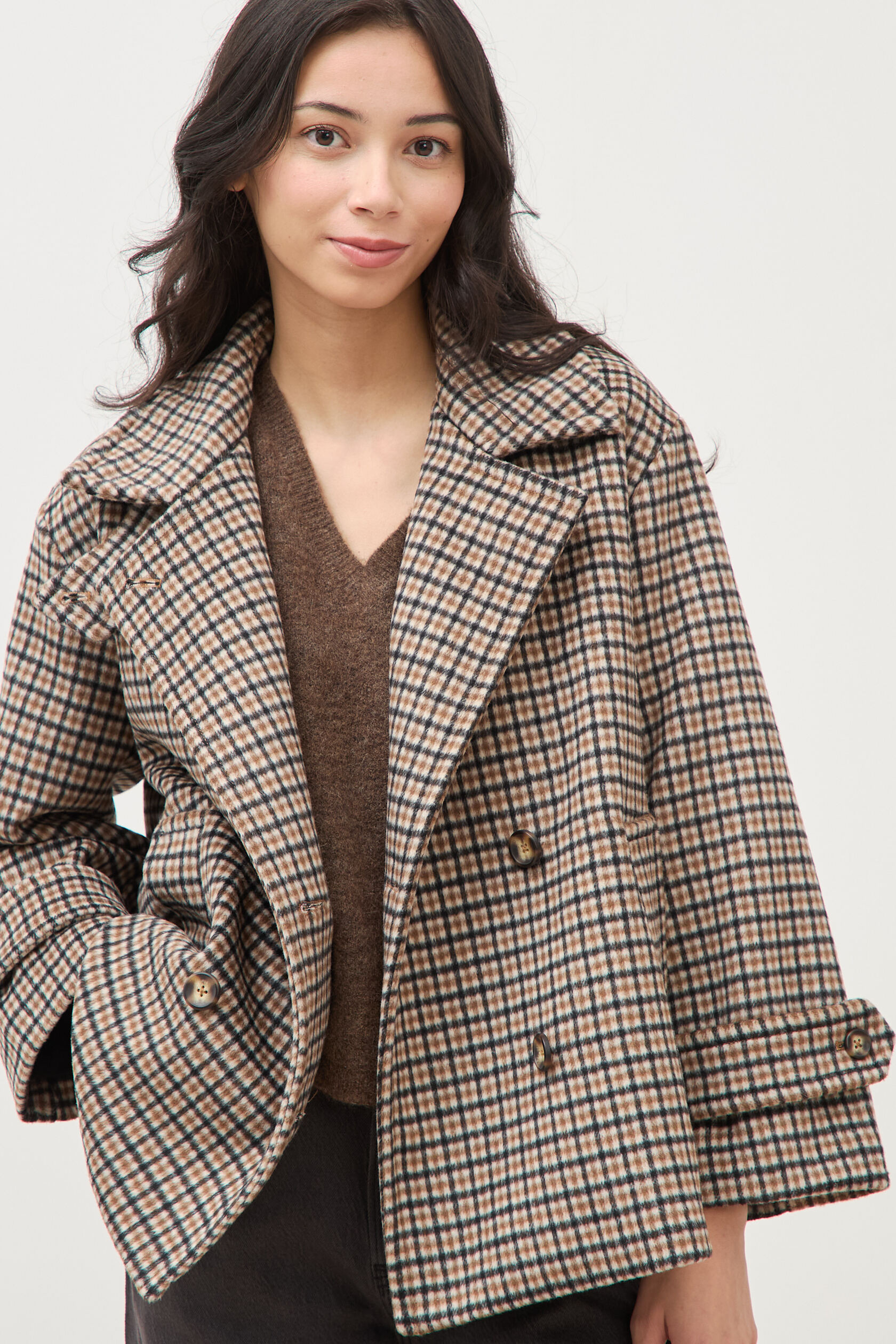 Caban oversize court col tailleur, BONOBO