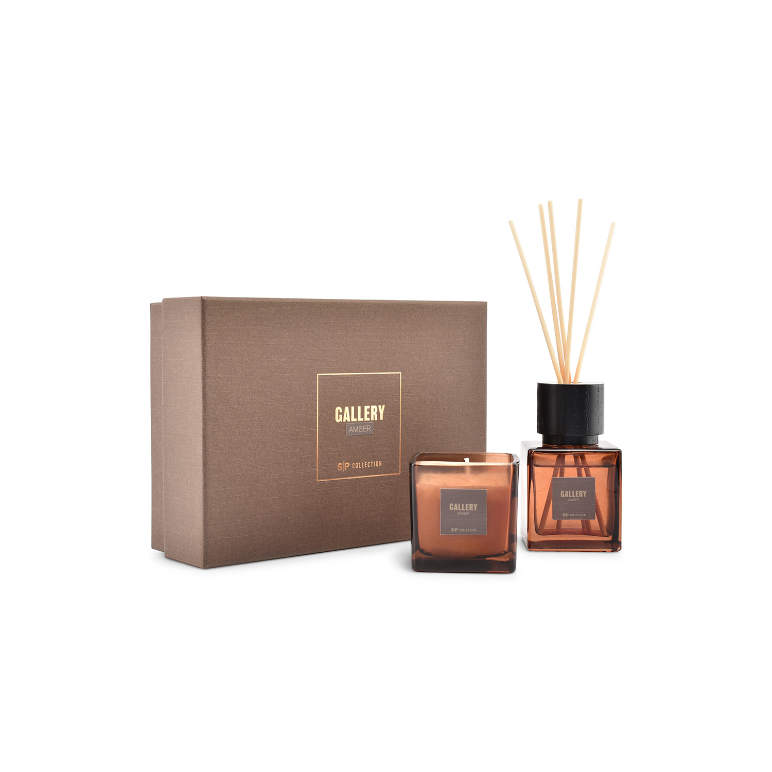 Coffret bougie et diffuseur de parfum Marron GALLERY, SP COLLECTION