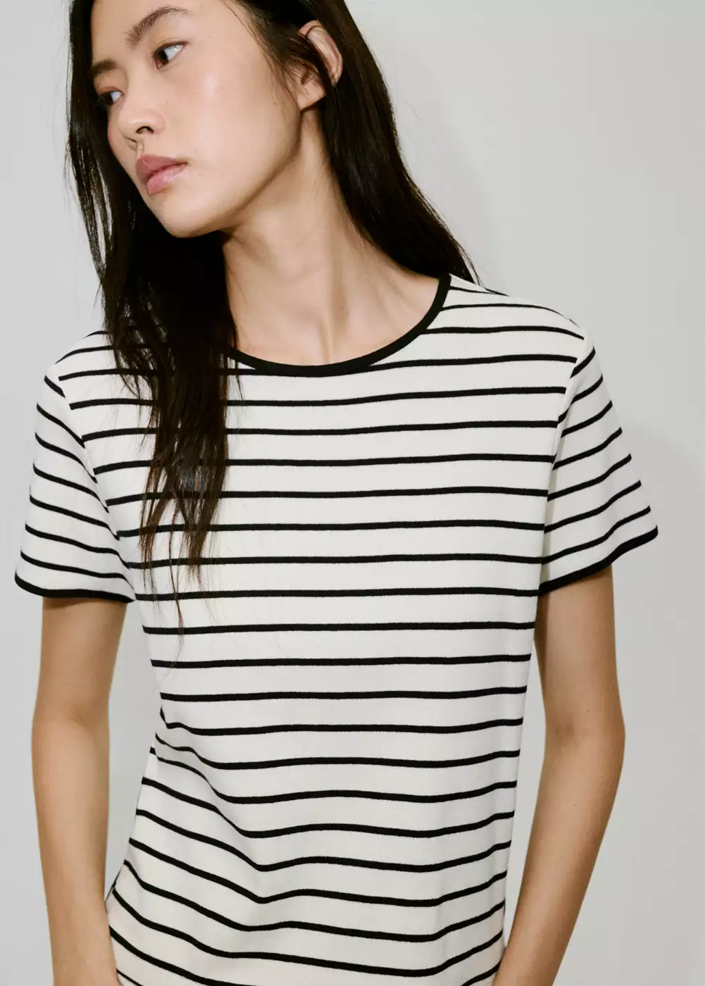 T-shirt coton liserés contrastants, MANGO