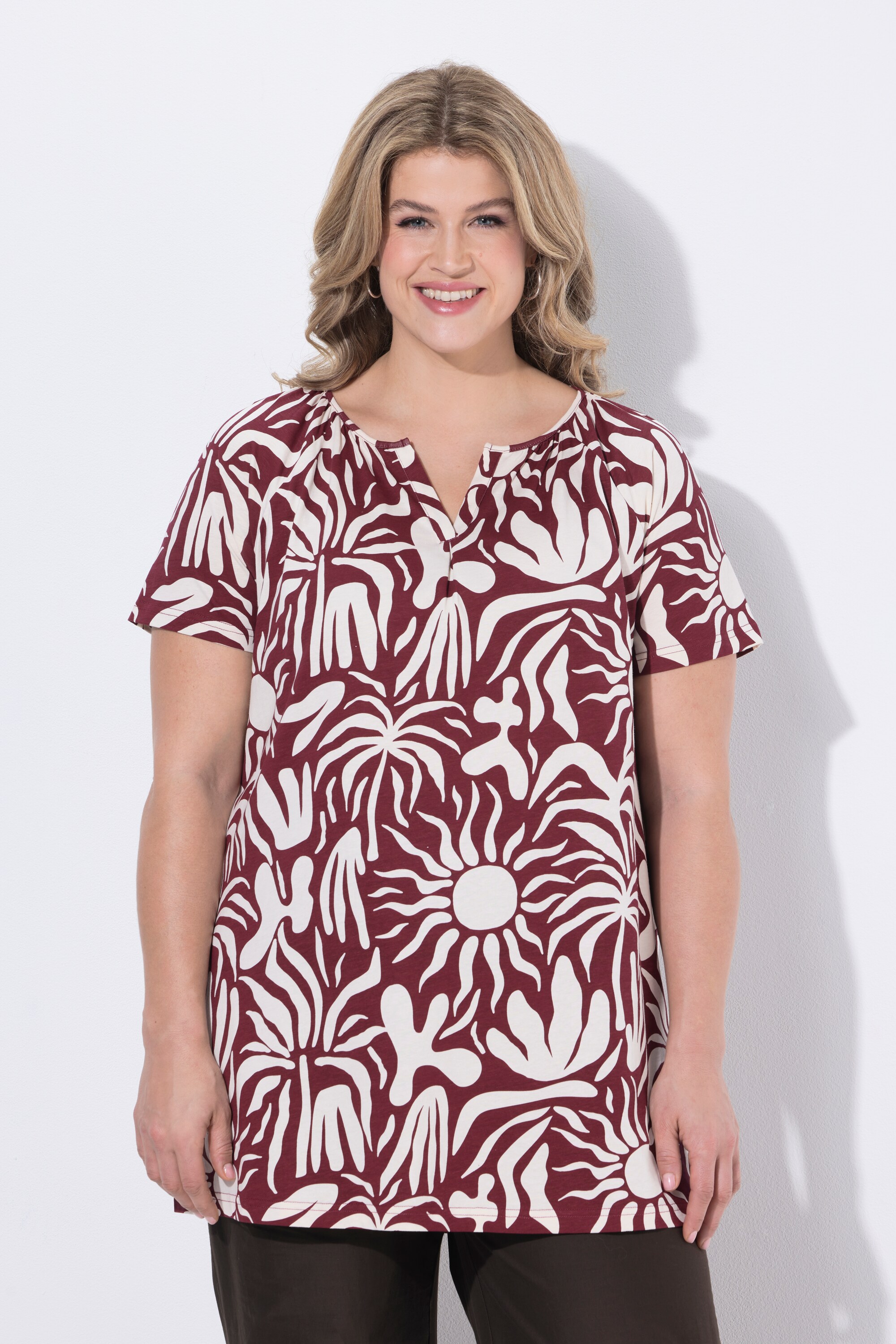T-shirt motif feuilles, en coton bio, ULLA POPKEN