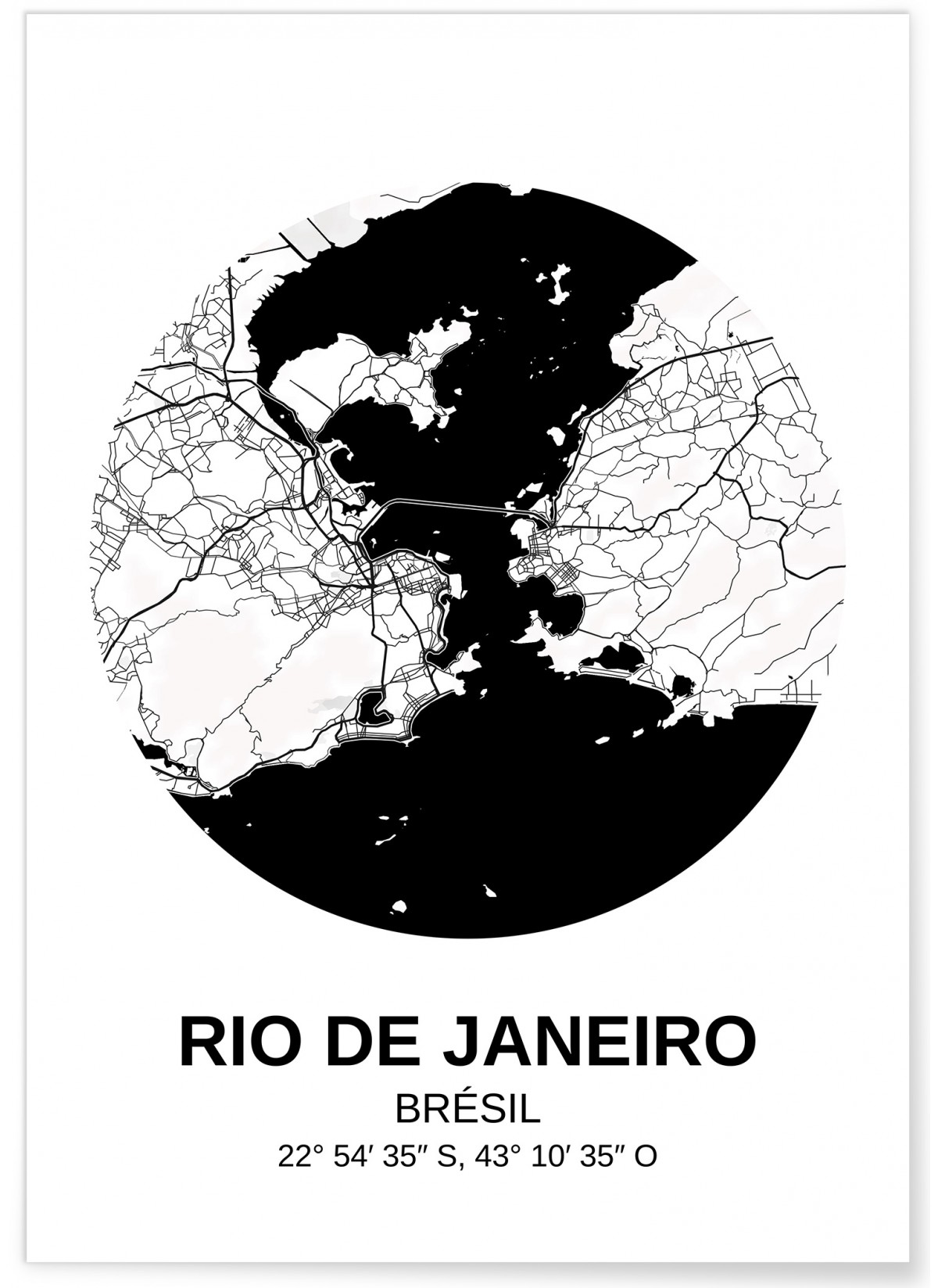 Affiche Carte Rio de Janeiro, L'AFFICHERIE