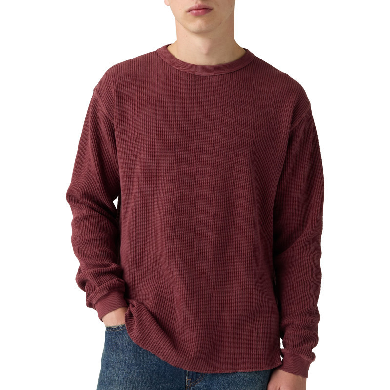 T-shirt en coton bordeaux à coupe droite pourvu de manches longues, LEVI'S