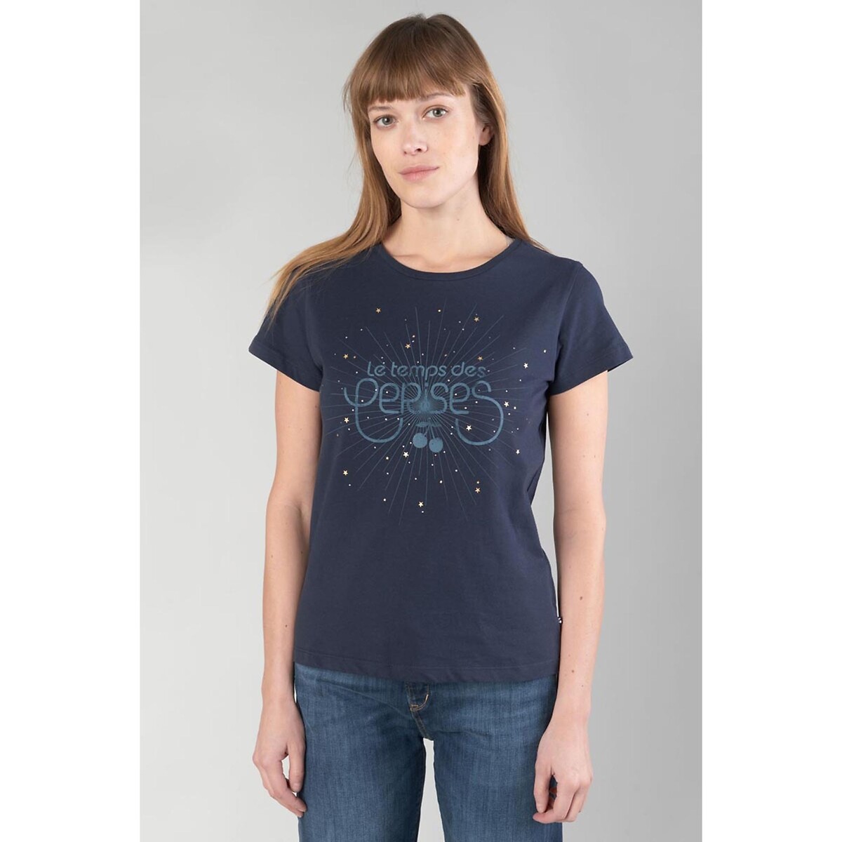 T shirt en coton logo devant Le Temps Des Cerises marine La Redoute