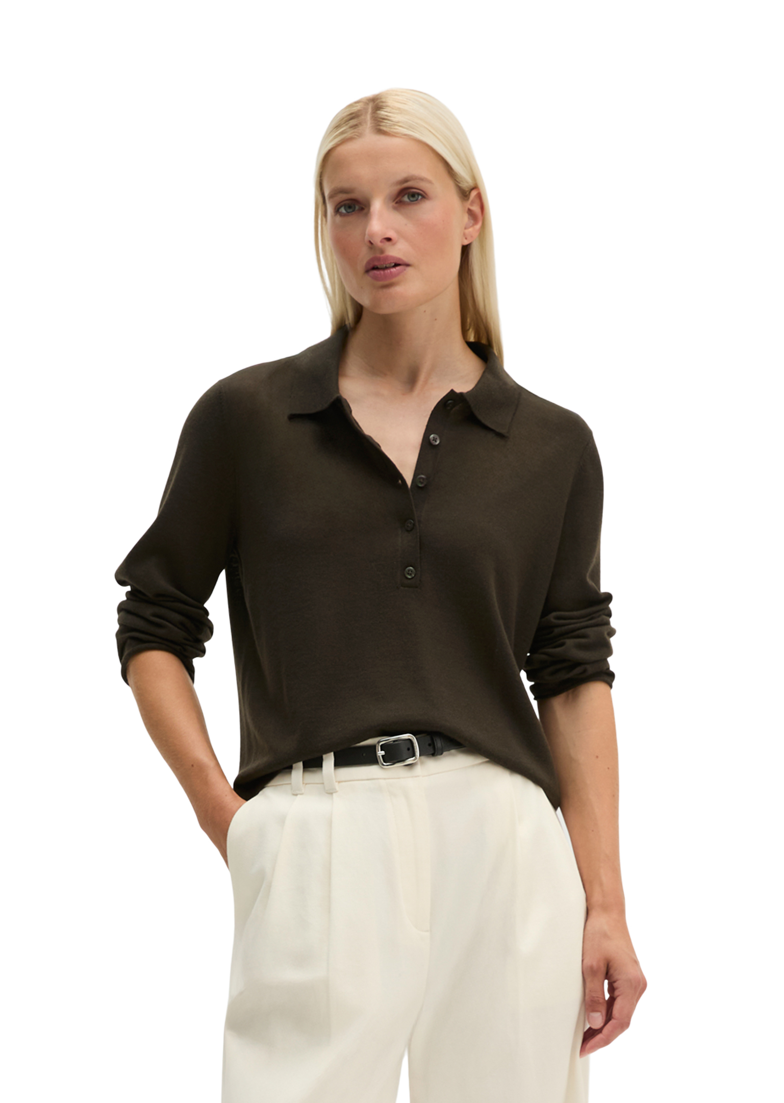 Polo en maille fine regular en fine laine mérinos, MARC O'POLO