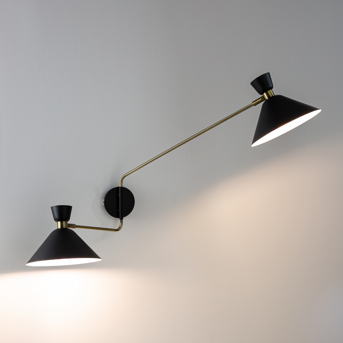 Zoticus Double Shade Wall Light in Aged Brass