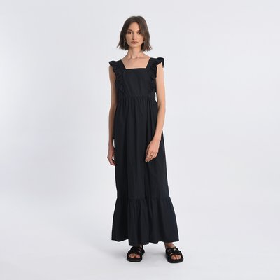 Cotton Ruffled Maxi Dress with Square Neck MOLLY BRACKEN