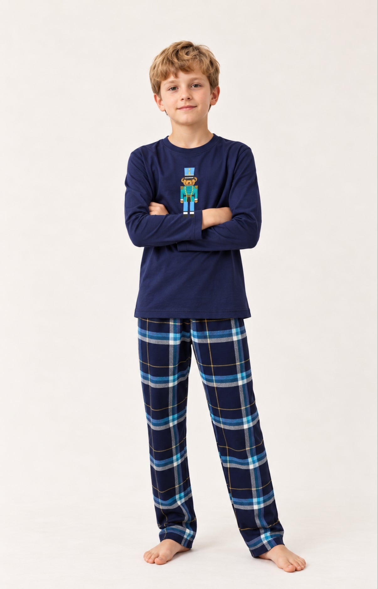 Pyjama enfant en jersey et flanelle de coton à carreaux Mark, ARTHUR