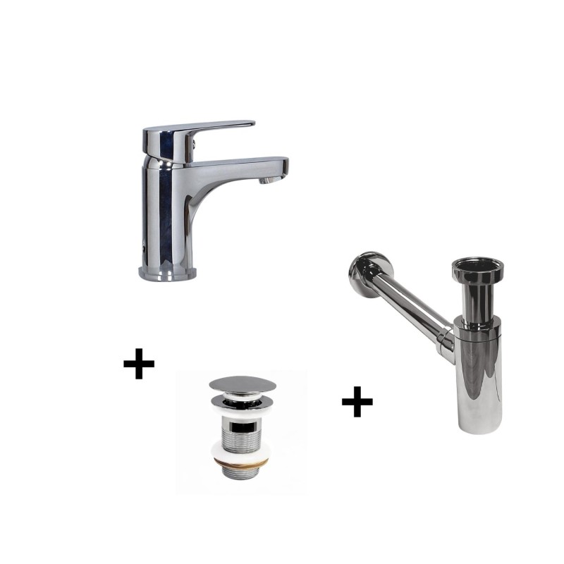 Robinet bec bas TAP + bonde CLINT + siphon SIMON, MOB IN