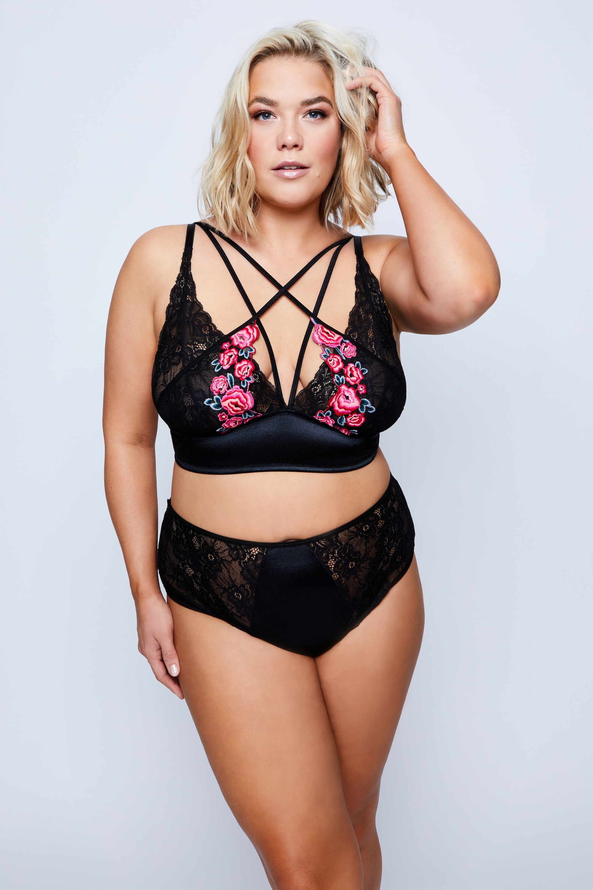 Bralette, roses brodées, ULLA POPKEN
