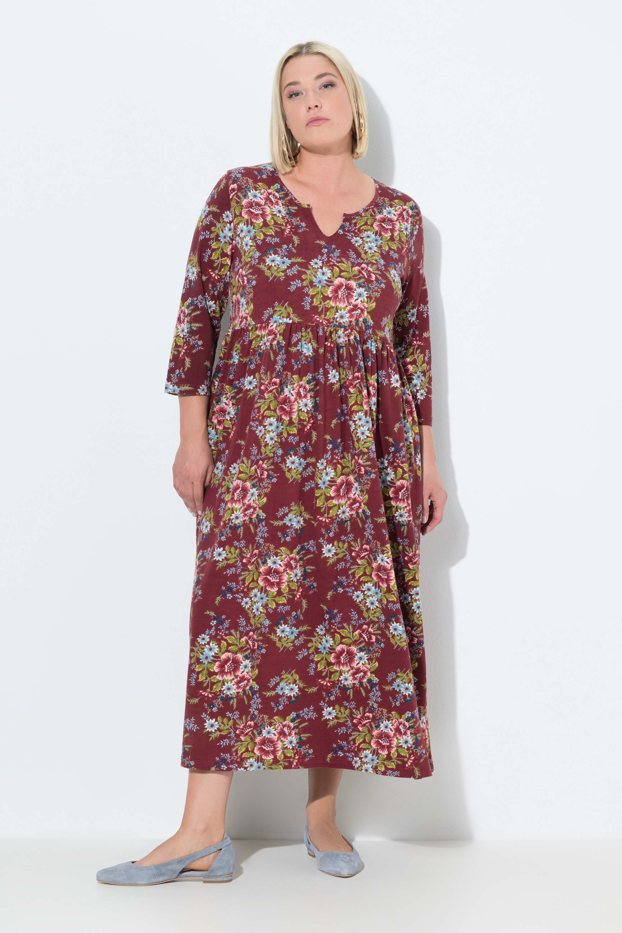 Robe maxi en jersey motif floral, ULLA POPKEN