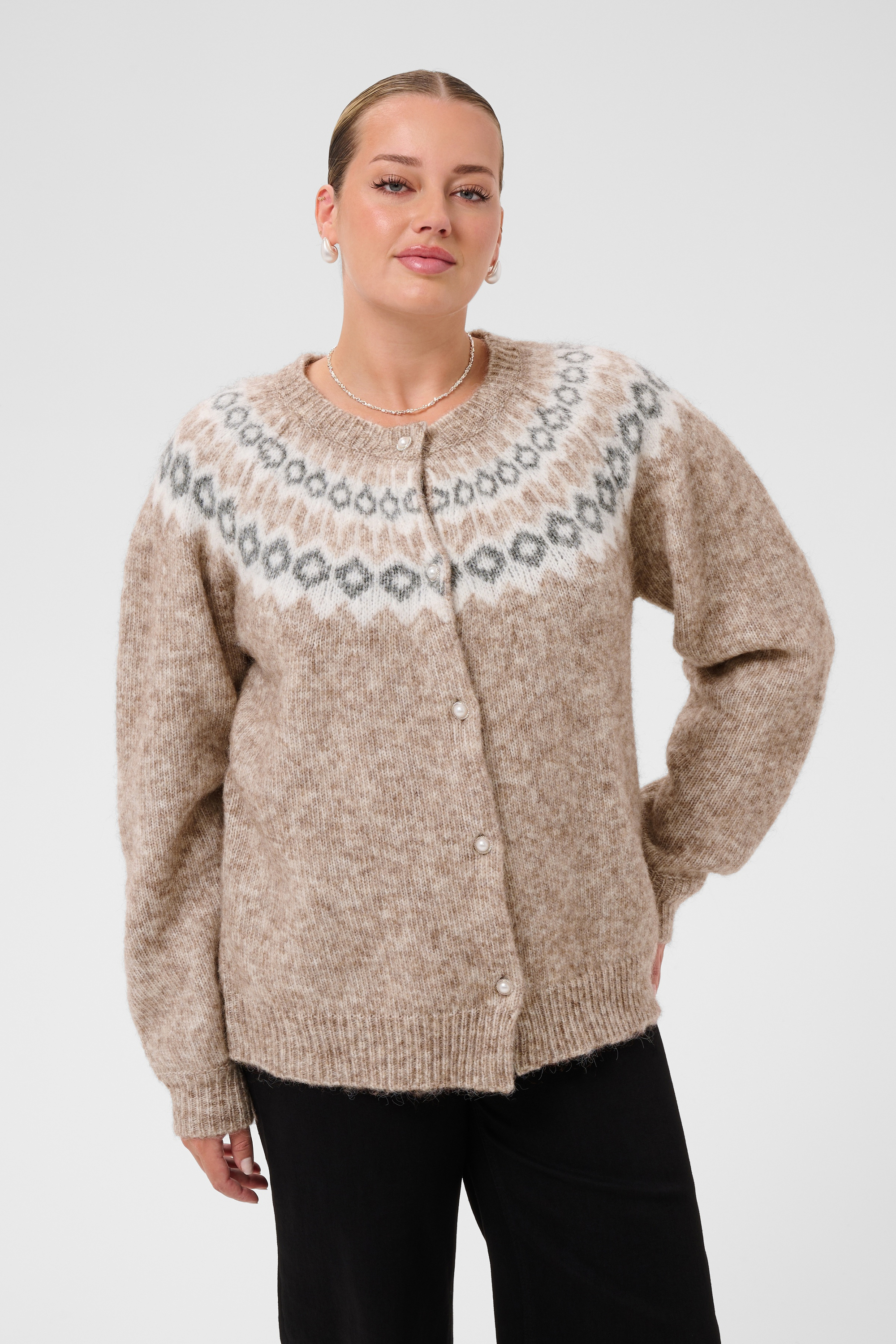 Cardigan en maille manches longues, KAFFE CURVE